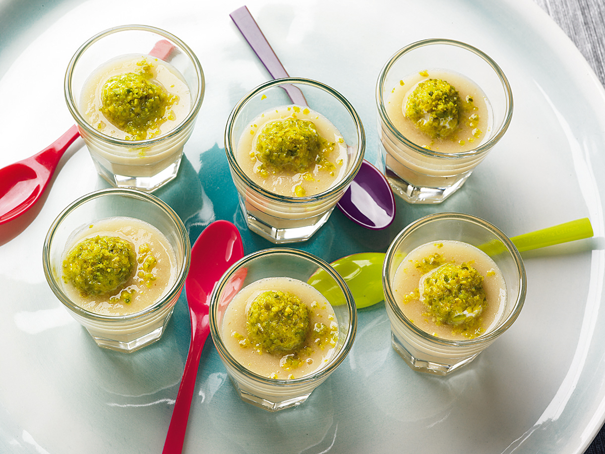 Velours d'échalote aux perles de ricotta pistachées | Régal