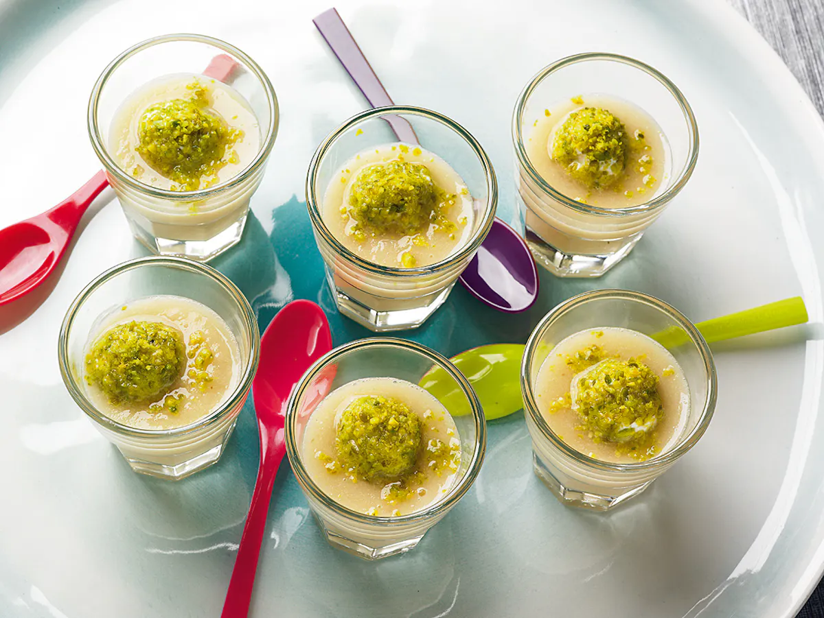 Velours d'échalote aux perles de ricotta pistachées | Régal